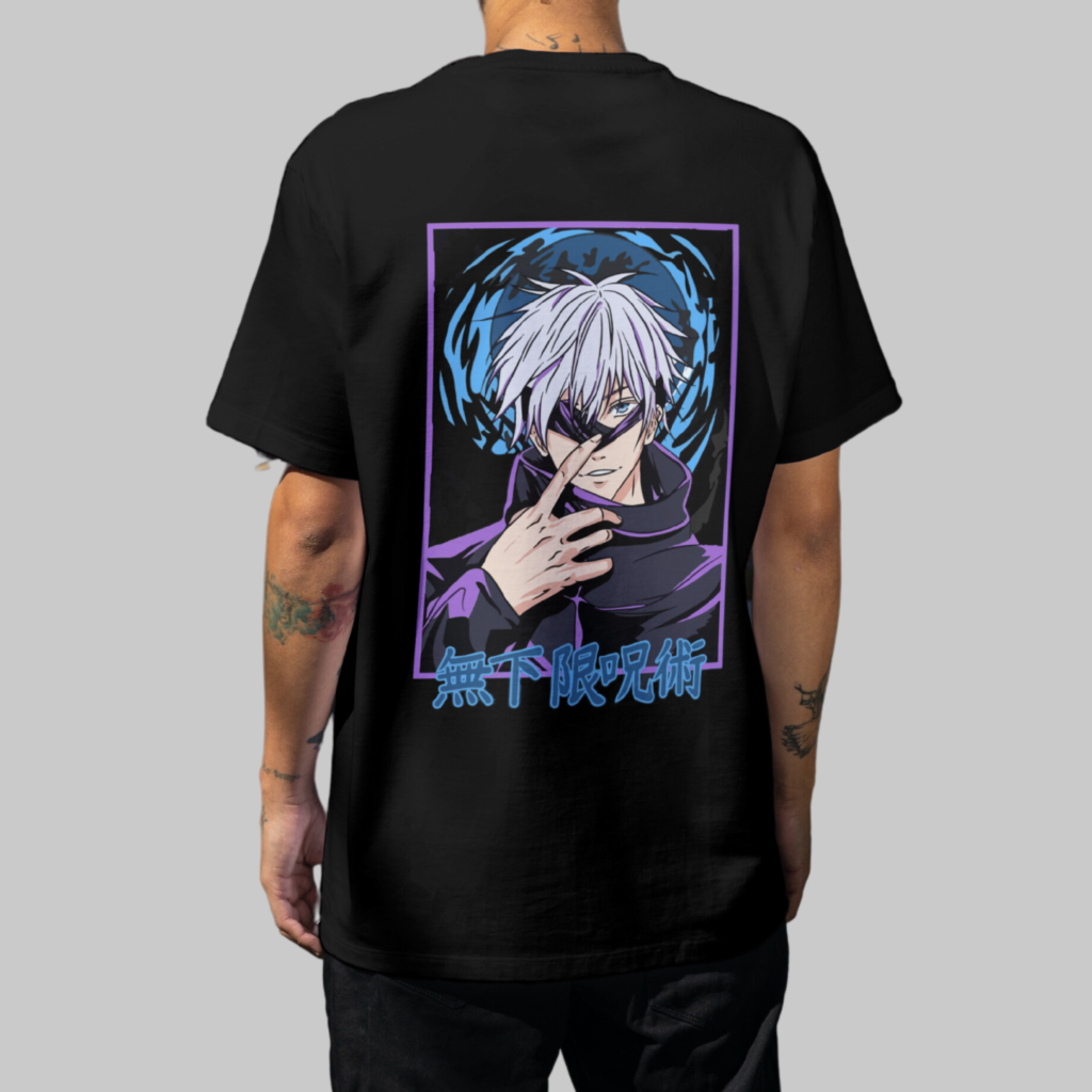 Gojo Satoru Jujutsu Kaisen Anime Oversize Back Print T-Shirt Black