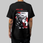 Mikasa Ackerman Attack On Titan Anime Oversize Back Print T-Shirt Black