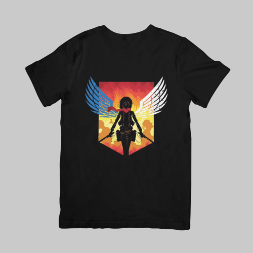 Mikasa Ackerman Wings Of Freedom - Attack On Titan Regular T-Shirt (Black)