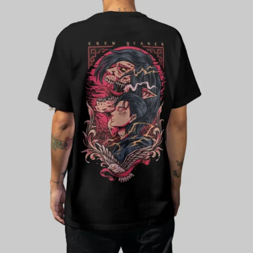 Eren Yeager - Attack On Titan Oversized Back-Print T-Shirt (Black)