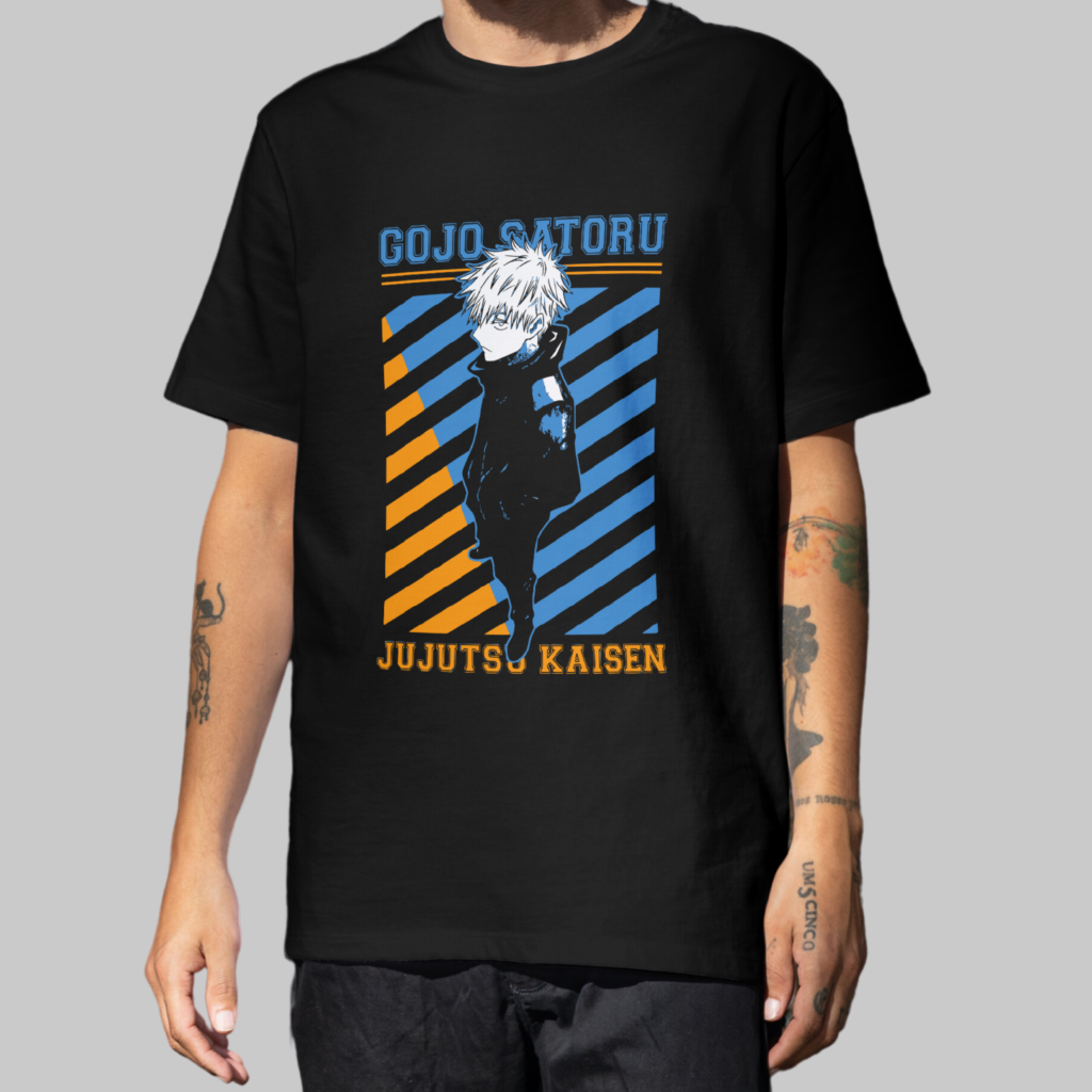 Gojo Satoru - Jujutsu Kaisen Oversized Front-Print T-Shirt (Black)