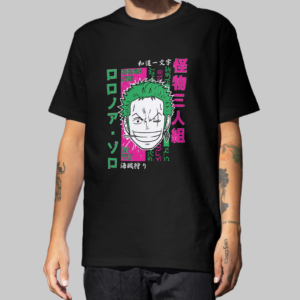 Roronoa Zoro - One Piece Oversized Front-Print T-Shirt (Black)