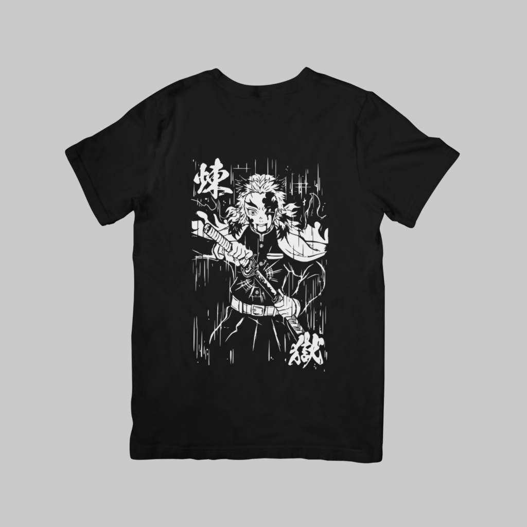 Flame Hashira Rengoku - Demon Slayer Regular T-Shirt (Black)