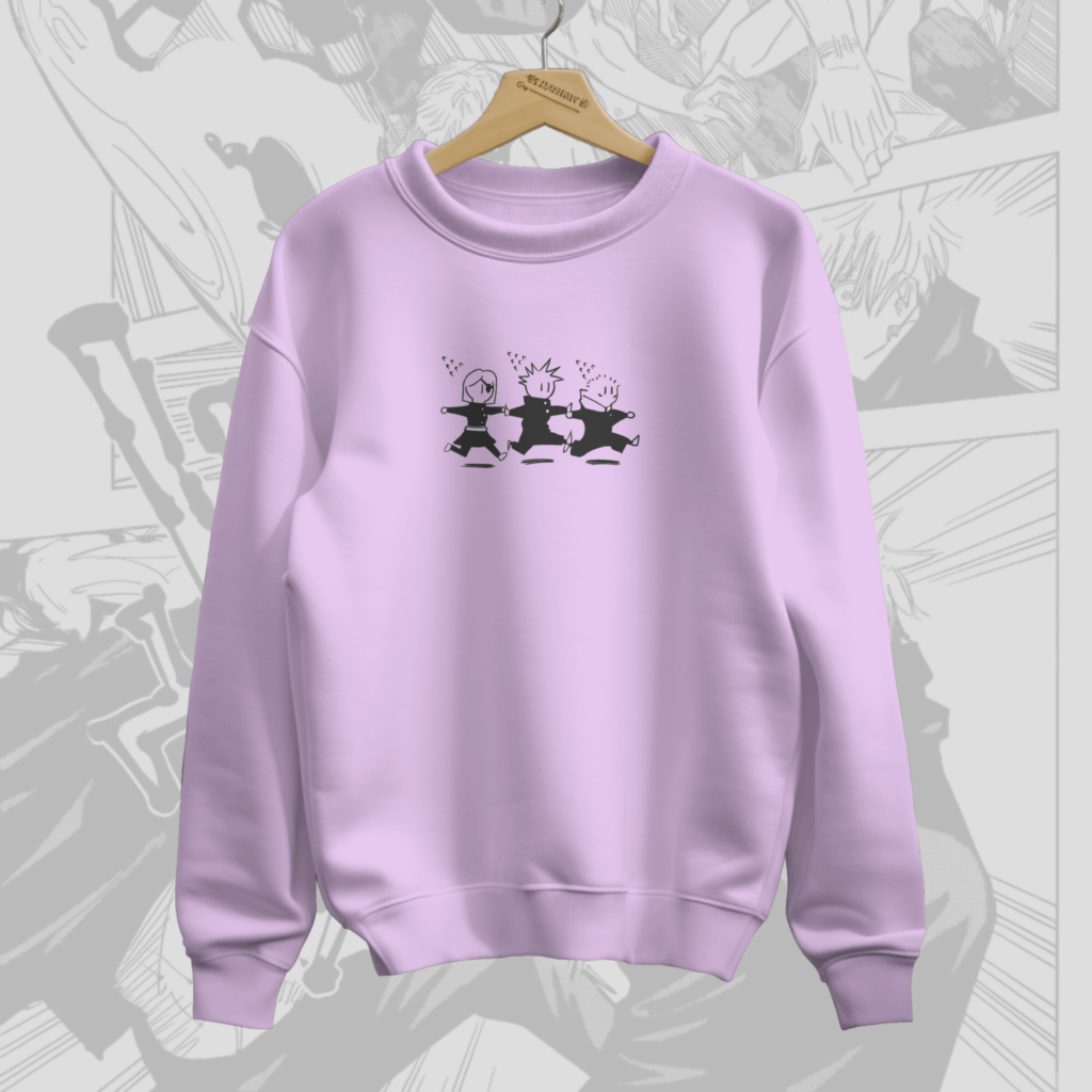 Itadori, Megumi, Nobara Chibi - Jujutsu Kaisen Premium Sweatshirt (Lavender)