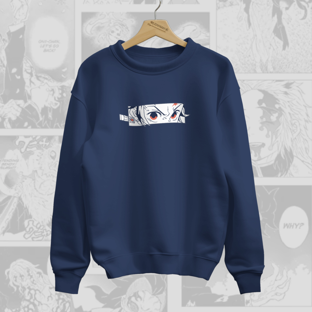 Tanjiro Eyes - Demon Slayer Premium Sweatshirt (Navy Blue)