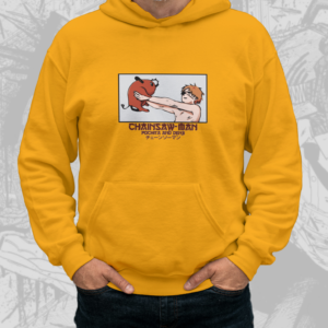 Denji and Pochita - Chainsaw Man Premium Hoodie (Mustard Yellow)