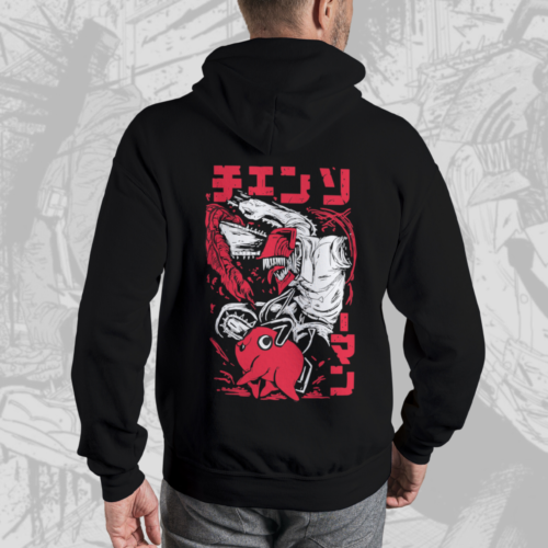 Denji - Chainsaw Man Back-Print Premium Hoodie (Black)