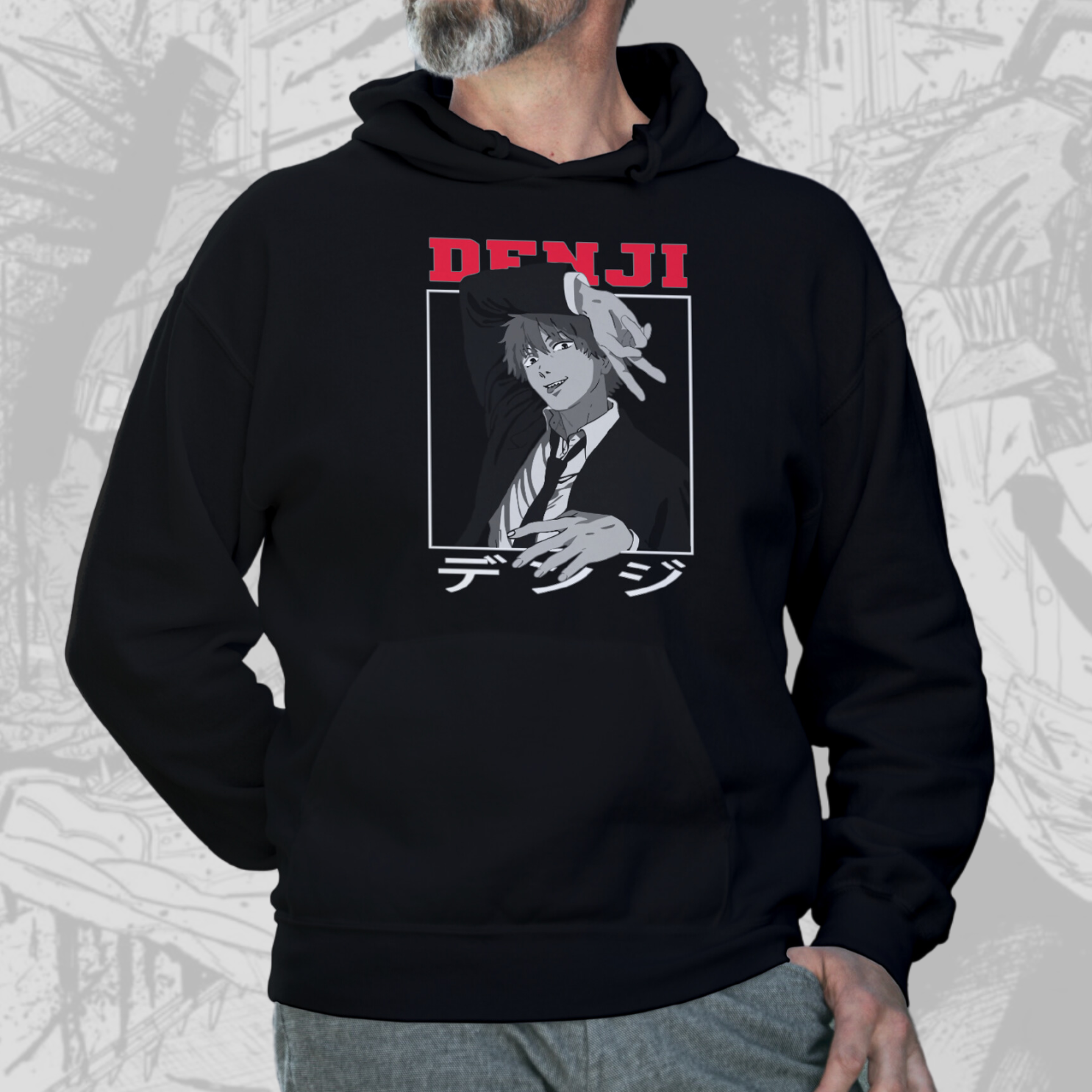 Denji - Chainsaw Man Back-Print Premium Hoodie (Black)