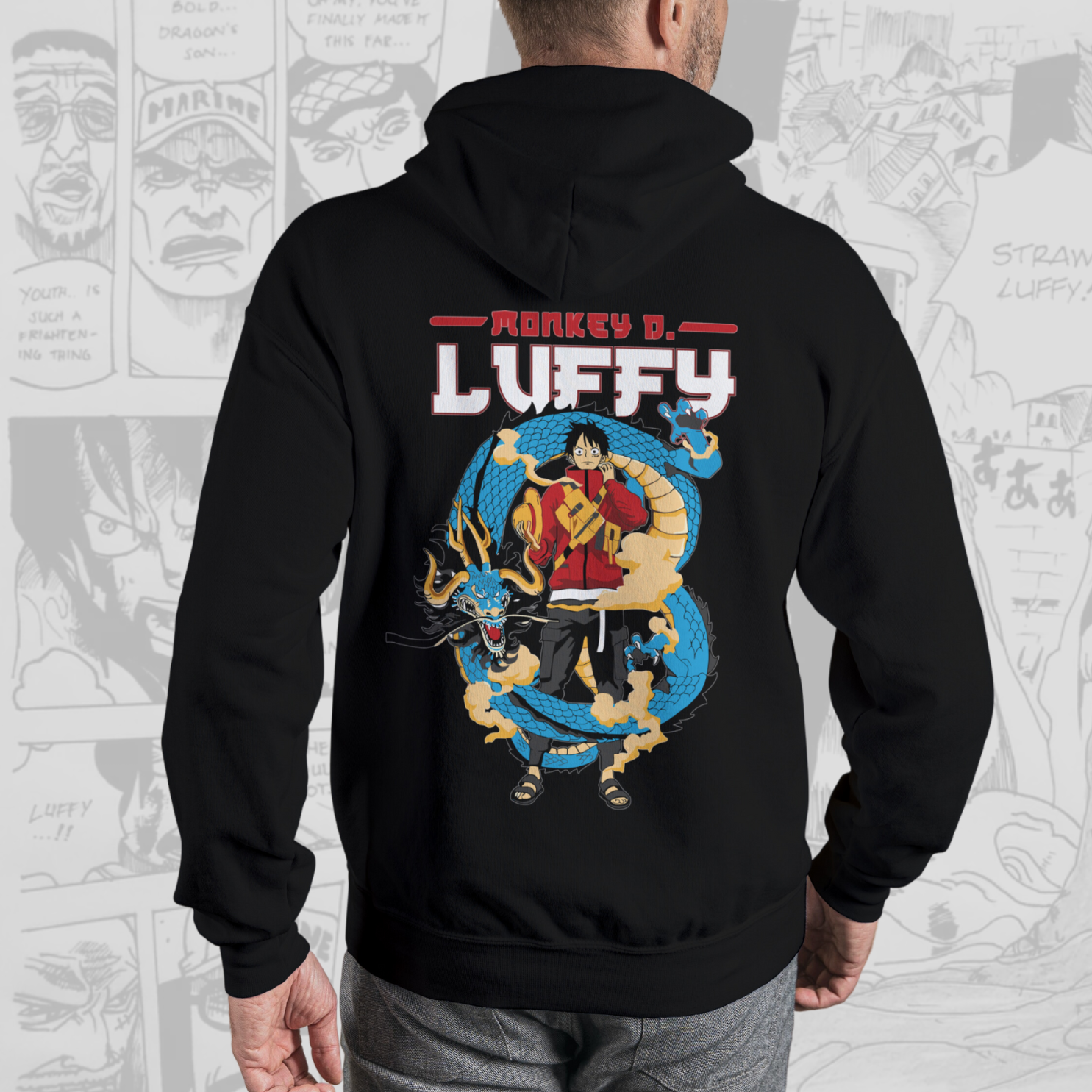 Monkey D. Luffy - One Piece Back-Print Premium Hoodie (Black)