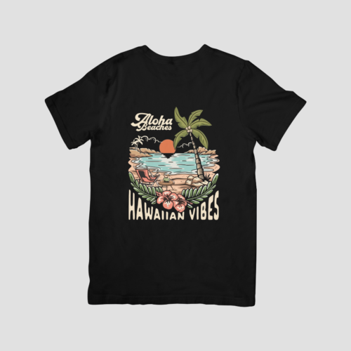 Hawaiian Vibes - Premium Regular T-Shirt (Black)