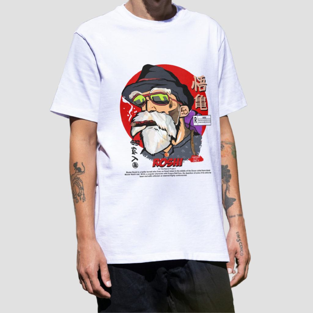 Roshi - Dragon Ball Premium Oversize T-Shirt (White and Beige)