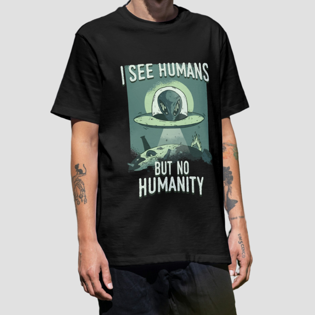 I See Humans, But No Humanity - Premium Oversize T-Shirt (Black)