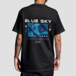 Blue Sky - Premium Oversize Back-Print T-Shirt (Black)