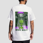 Who Wait - Premium Oversize Back-Print T-Shirt (White and Beige)