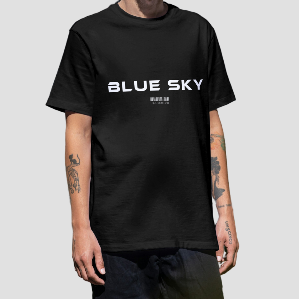 Blue Sky - Premium Oversize Back-Print T-Shirt (Black)