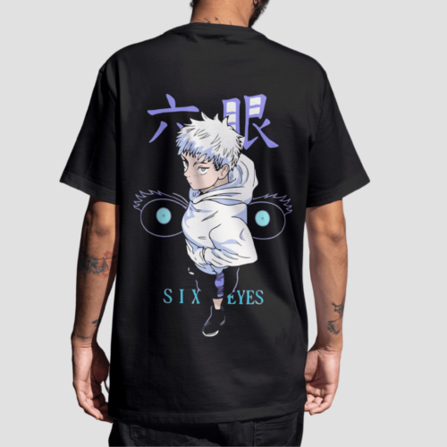 Six Eyes - Jujutsu Kaisen Premium Oversize Back-Print T-Shirt (Black)