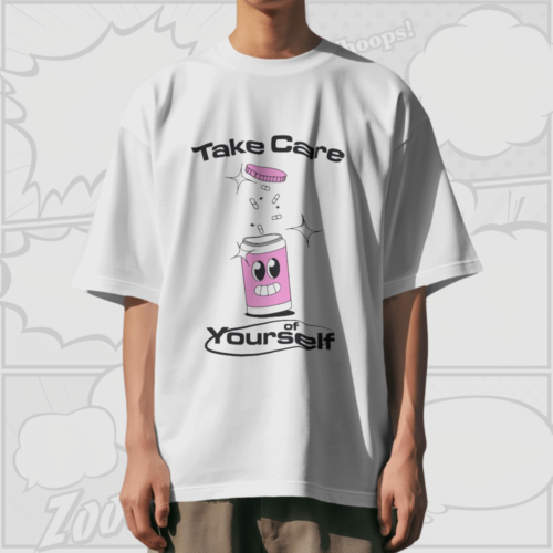 Take Care Of Yourself - Premium Oversize T-Shirt (White)